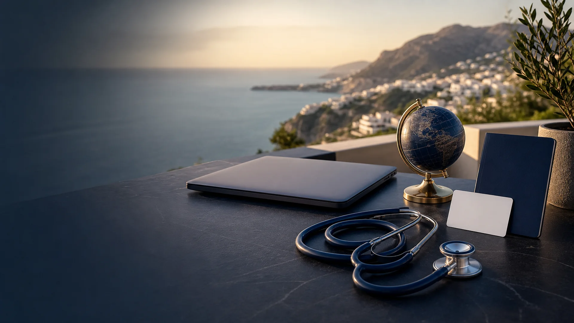 Remote-Worker mit Laptop im Ausland — Krankenversicherung und Versicherungsschutz für digitale Nomaden