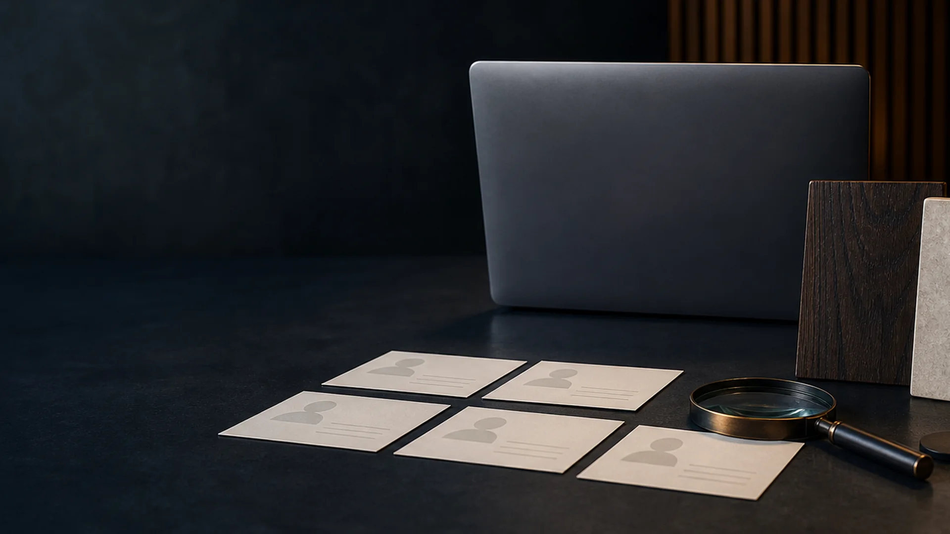 HR-Manager analysiert Remote-Bewerbungsprofile auf modernem Laptop-Setup