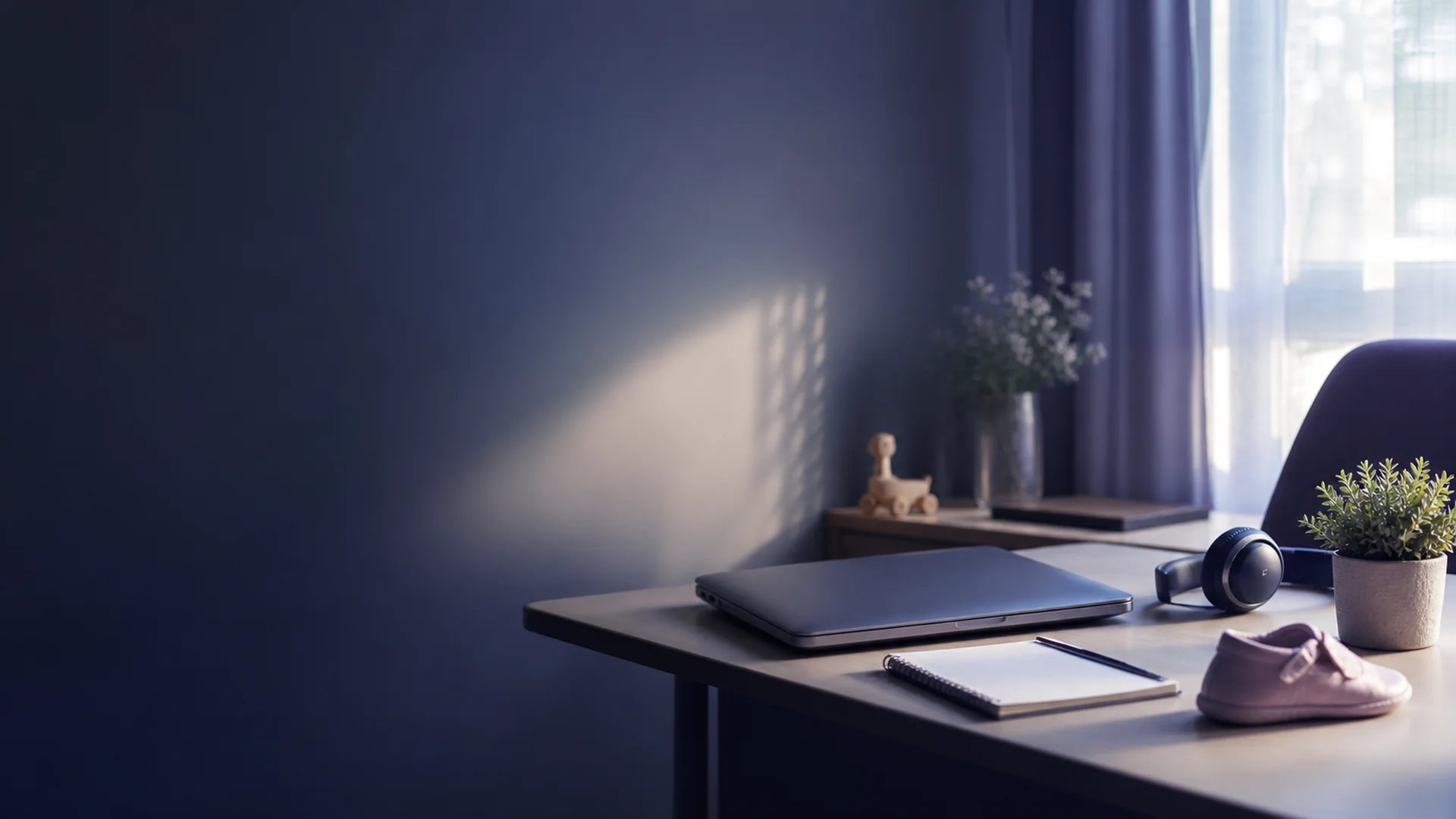 Mutter mit Baby und Laptop auf dem Schreibtisch – Remote-Wiedereinstieg nach Elternzeit im Home Office